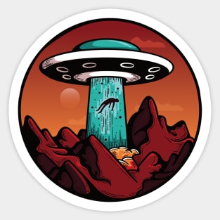 Alien Abduction in the Desert Sticker